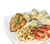 Seafood Trio - Baked Parmesan Oysters, BBQ Shrimp, Rosemary Crusted Tilapia