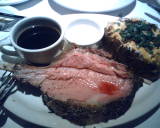 Prime Rib, Double stuffed potato, Au Jus